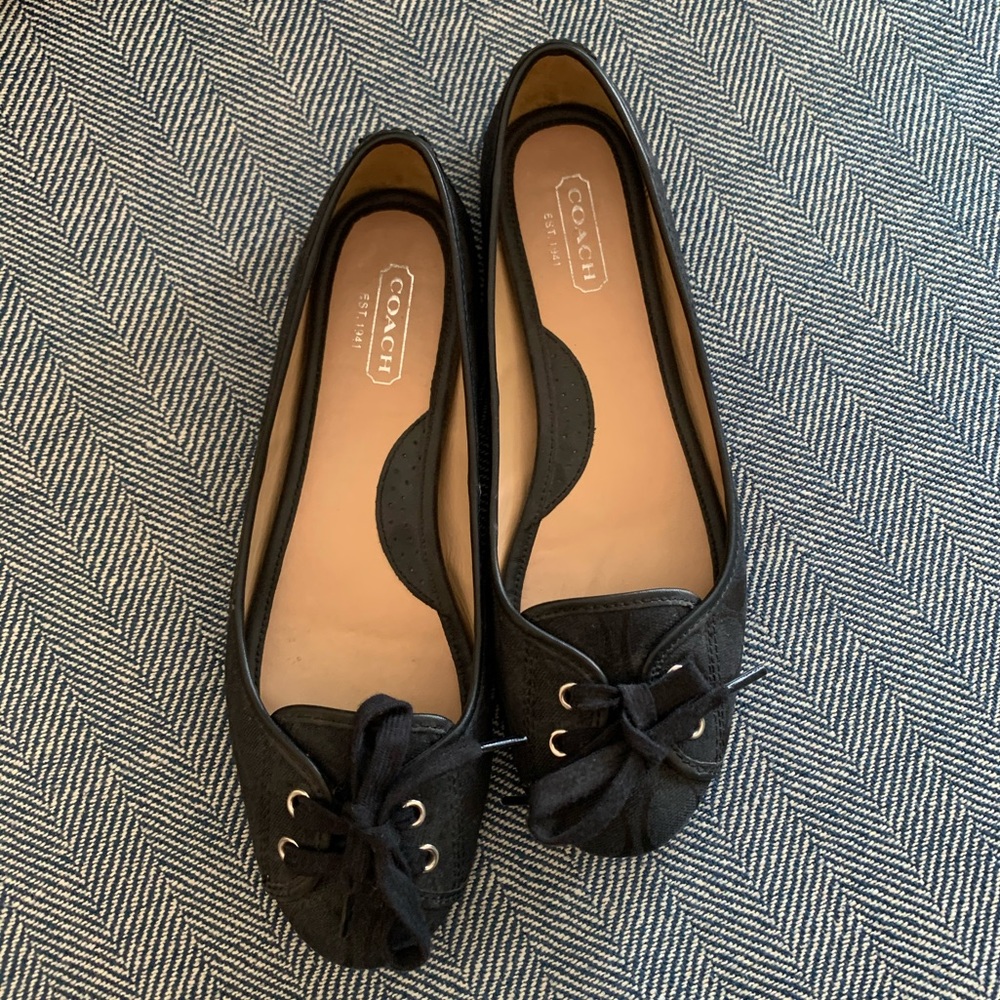 Coach Josie Flats | Black | Lace Up | Size 8.5